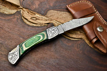 Load image into Gallery viewer, Custom Handmade Damascus Steel Pocket Folding Knife - Beautiful Hard Wood Handle
