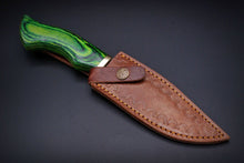 Load image into Gallery viewer, HS-443 | Ten Inch Custom Handmade Damascus Steel Hunting knife - Green Wood Handle