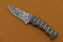 Load image into Gallery viewer, HS-740 Custom Handmade Damascus Steel Skinner Knife With Black Sheet Handle