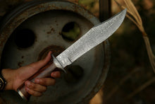 Load image into Gallery viewer, HS-310 Custom Made Hand Forged Damascus Steel Walnut Wood Bowie Knife, Hunting Knife