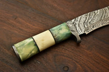 Load image into Gallery viewer, HS-329 | Custom Handmade Damascus Steel Hunitng/Bowie Knife - Colour Camel Bone Handle
