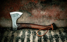 Load image into Gallery viewer, HS-1018 Handmade VIKING HAND FORGED CARBON STEEL BLADE, TOMAHAWK, HATCHET,COMBAT AXE HUN