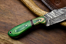 Load image into Gallery viewer, HS-672 Custom Handmade Damascus Steel Skinner Knife - Beautiful Hard Wood Handle