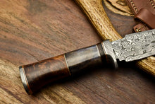 Load image into Gallery viewer, HS-404 | Custom Handmade Awesome Camel Bone/Walunt Wood Handle Damascus Steel Hunting Knife - Great Price