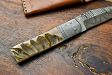 Load image into Gallery viewer, Custom Handmade Damascus Steel Blade Liner-Lock Pocket Folding Knife| Ram Horn