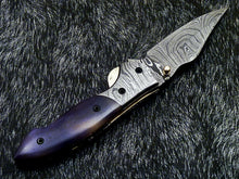 Load image into Gallery viewer, HS-1123 '' CUSTOM HANDMADE DAMASCUS BLADE POCKET FOLDING KNIFE LINER LOCK
