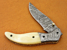 Load image into Gallery viewer, Custom Handmade Damascus Folding-Pocket Knife With Camel Bone Handle
