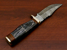 Load image into Gallery viewer, HS-562 HANDMADE DAMASCUS CUSTOM PAKKA WOOD HUNTING KNIFE - BRASS GUARD
