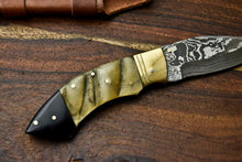 Load image into Gallery viewer, HS-1138 Custom Handmade Damascus Steel Blade Liner-Lock Pocket Folding Knife| RAM'S HORN