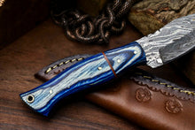 Load image into Gallery viewer, HS-675 Custom Handmade Damascus Steel Skinner Knife - Beautiful Hard Wood Handle