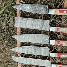 Load image into Gallery viewer, HS-129 '' Hand Forged Damascus Steel Hunting Chef Kitchen Knife Set W/ Sheath