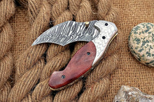 Load image into Gallery viewer, Custom Handmade Damascus Folding-Pocket Knife With Camel Bone Handle