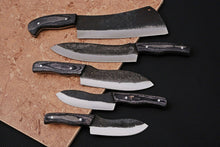 Load image into Gallery viewer, HS-185 Custom Handmade High Carbon Steel Chef-Kitchen Knife Set With Hard Wood Handle