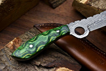 Load image into Gallery viewer, HS-1000 | Custom Handmade Damascus Steel Bull Cutter Knife - Beautiful Hard Wood Handle