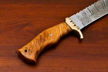 Load image into Gallery viewer, HS-490 Custom Handmade Damascus Bowie-Hunting Knife With Wood Handle