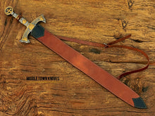 Load image into Gallery viewer, HS-1093 | Fully Handmade Damascus Steel Viking Medieval Sword, Customized leather Cover Gift for husband