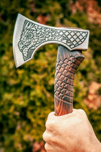Load image into Gallery viewer, HS-1018 Handmade VIKING HAND FORGED CARBON STEEL BLADE, TOMAHAWK, HATCHET,COMBAT AXE HUN