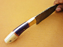 Load image into Gallery viewer, HS 769 Custom Handmade Damascus Skinner Knife With Hard Wood And Camel Bone