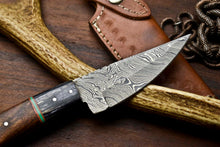 Load image into Gallery viewer, HS-695 Custom Handmade Damascus Steel Skinner Knife - Beautiful Hard Wood Handle