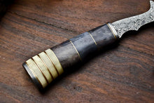 Load image into Gallery viewer, HS-1058 | Custom Hand Made Damascus Blade Hunting Hatchet Mini Viking Axe | Camel Bone