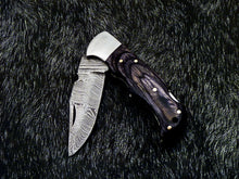 Load image into Gallery viewer, HS-1119 CUSTOM HANDMADE DAMASCUS BLADE POCKET FOLDING KNIFE - HARD WOOD HANDLE