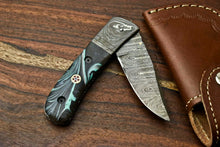 Load image into Gallery viewer, Custom Handmade Damascus Steel Blade Liner-Lock Pocket Folding Knife| Corian
