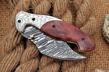 Load image into Gallery viewer, Custom Handmade Damascus Folding-Pocket Knife With Camel Bone Handle