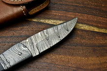 Load image into Gallery viewer, Custom Handmade Damascus Steel Blade Liner-Lock Pocket Folding Knife| BULL Horn