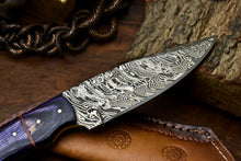 Load image into Gallery viewer, HS-674 Custom Handmade Damascus Steel Skinner Knife - Beautiful Hard Wood Handle