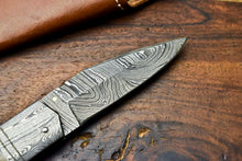 Load image into Gallery viewer, Custom Handmade Damascus Steel Blade Liner-Lock Pocket Folding Knife| Ram Horn