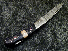 Load image into Gallery viewer, HS-1120 '' CUSTOM HANDMADE DAMASCUS BLADE POCKET FOLDING KNIFE - HARD WOOD HANDLE
