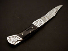Load image into Gallery viewer, HS-1110 Custom Hand Forged Damascus Steel Back Lock Resin Handle Knife