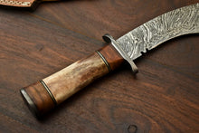 Load image into Gallery viewer, HS-870 Custom Handmade Damascus Steel Hunitng/Kukri Knife - Camel Bone Handle
