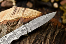 Load image into Gallery viewer, Handmade Damascus Steel Blade Liner-Lock Pocket Folding Knife| Full Damascus