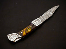Load image into Gallery viewer, HS-1108 Custom Hand Forged Damascus Steel Back Lock Resin Handle Knife