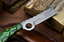 Load image into Gallery viewer, HS-1000 | Custom Handmade Damascus Steel Bull Cutter Knife - Beautiful Hard Wood Handle