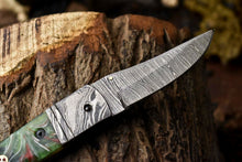 Load image into Gallery viewer, Custom Handmade Damascus Steel Pocket Folding Knife - Beautiful Resin Handle