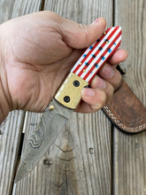Load image into Gallery viewer, Custom Handmade Full Damascus Folding-Pocket Knife With Flag Handle