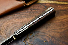 Load image into Gallery viewer, Custom Handmade Damascus Steel Blade Liner-Lock Pocket Folding Knife| Ram Horn