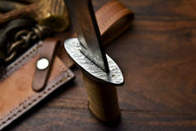 Load image into Gallery viewer, HS-331 | Custom Handmade Damascus Steel Hunitng/Bowie Knife - Leather Handle