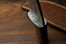 Load image into Gallery viewer, HS-316 Custom Hand Made Damascus Steel Blade Bowie Hunting Knife | LEATHER