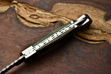 Load image into Gallery viewer, Custom Handmade Damascus Steel Pocket Folding Knife - Beautiful Hard Wood Handle