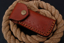 Load image into Gallery viewer, Custom Handmade Damascus Pocket Knife + Engraved Bolster And Wood Handle