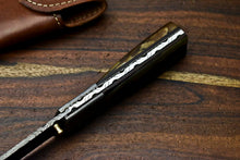 Load image into Gallery viewer, Custom Handmade Damascus Steel Blade Liner-Lock Pocket Folding Knife| Ram Horn
