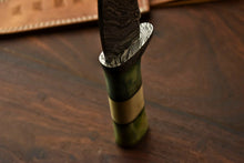 Load image into Gallery viewer, HS-329 | Custom Handmade Damascus Steel Hunitng/Bowie Knife - Colour Camel Bone Handle