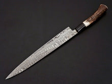 Load image into Gallery viewer, Custom Hand Forged 17.5" Damascus Steel Hidden Tang Chef Knife HS-255