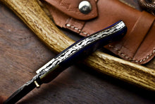 Load image into Gallery viewer, Custom Handmade Damascus Steel Pocket Folding Knife - Beautiful Colour Bone Handle