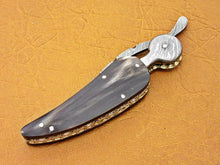 Load image into Gallery viewer, Custom Handmade Damascus Folding-Pocket Knife With Buffalo Horn Handle