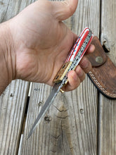 Load image into Gallery viewer, Custom Handmade Full Damascus Folding-Pocket Knife With Flag Handle