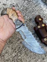 Load image into Gallery viewer, HS-929 Custom Handmade Damascus Steel Tracker/Hunting Fix knife - Wood Handle
